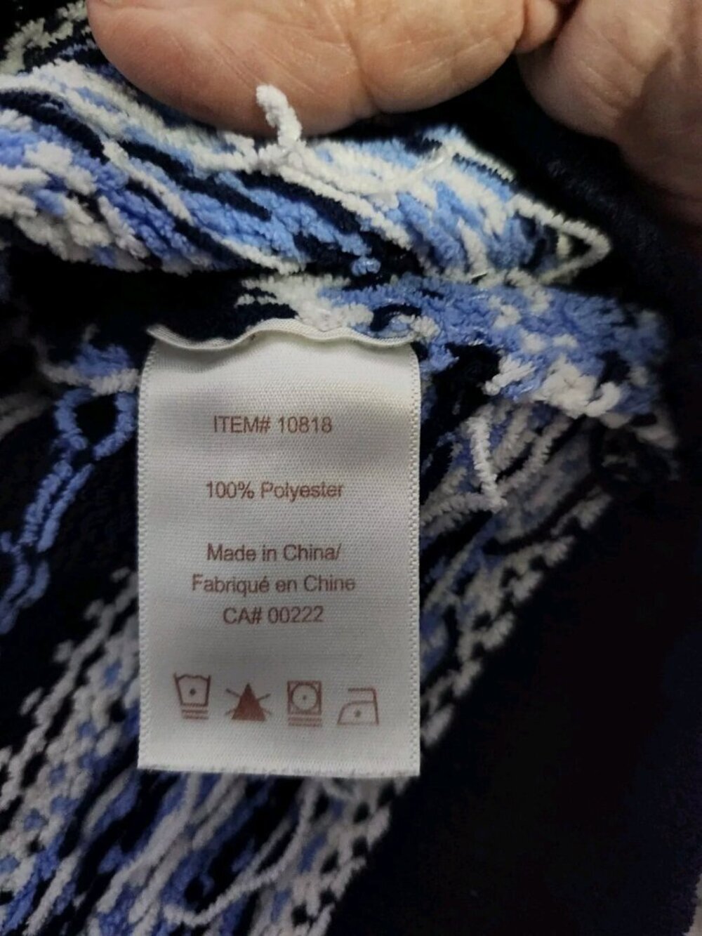Reindeer Snowflake Themed Zippered Cardigan Women's L/XL Blue - Picture 6 of 7